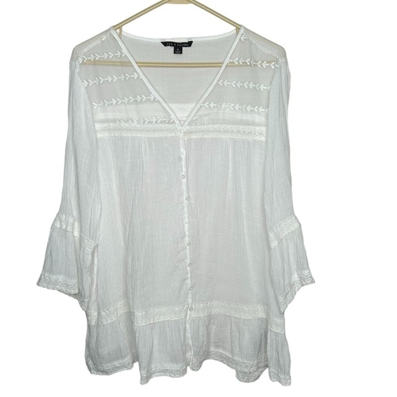 Zac & Rachel Women’s White Boho Blouse Size XL Lightweight - Picture 1 of 4
